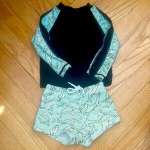 SwimZip Long Sleeve Zipper Rash Guard and Swim Trunk Set